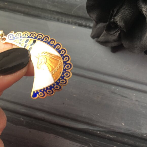 Cloisonne Unicorn Earrings - Picture 4 of 9